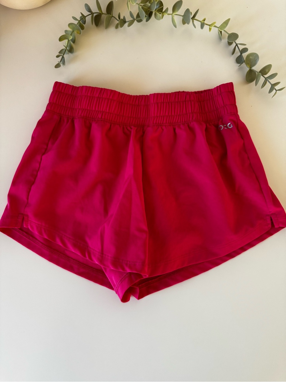 DSG Girls Athletic Running Shorts Size S 8-9 Red Built-In Liner
